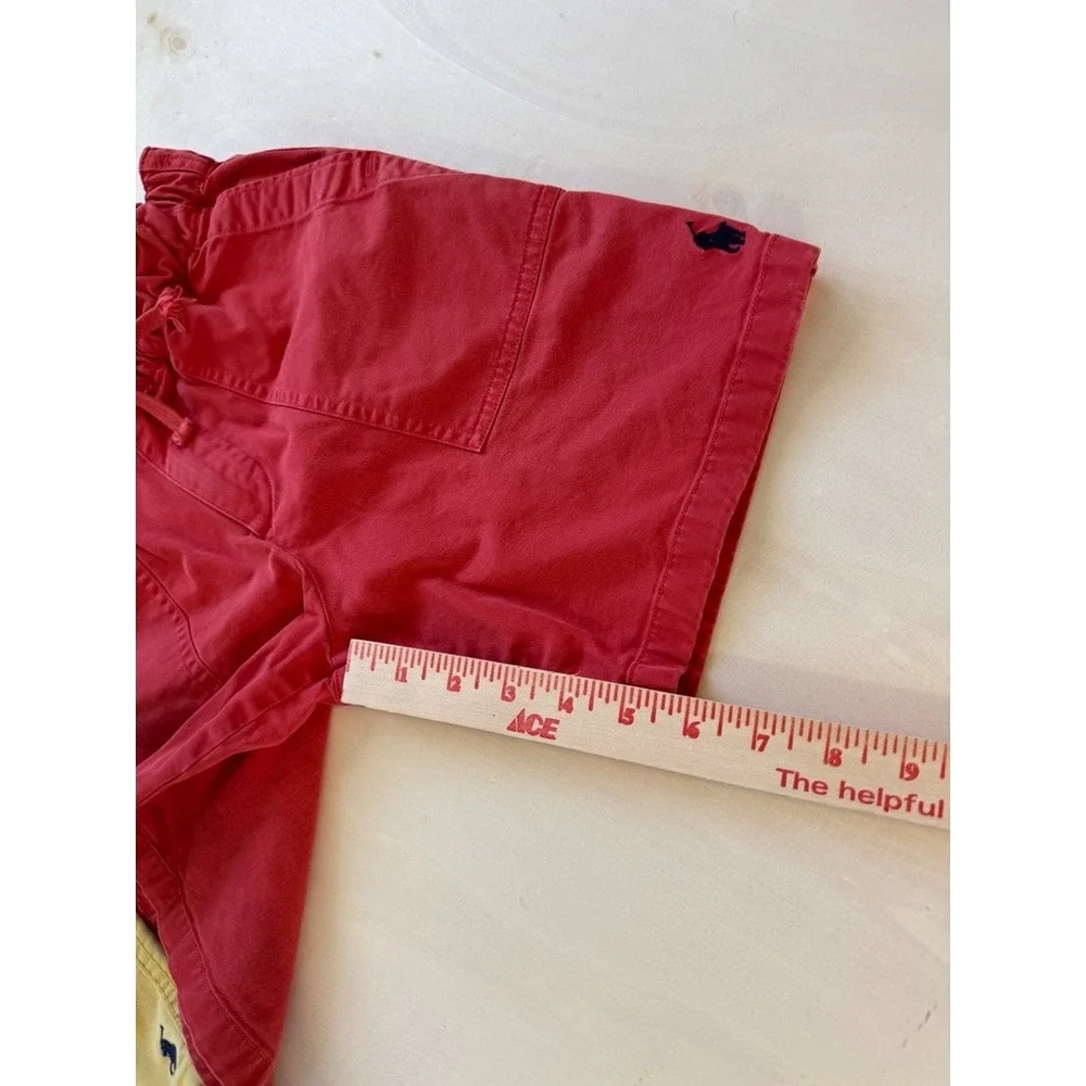 2 Polo Ralph Lauren Boys Chino Shorts Size 10 Yellow Red Solid Zip Flat Front